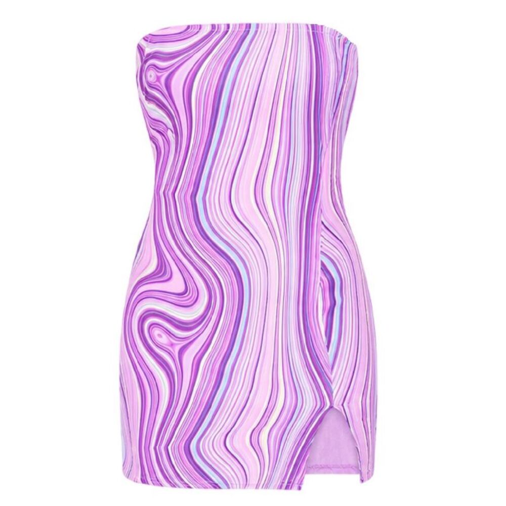 Missy Empire Womens/Ladies Marble Bandeau Slim Mini Dress / Purple
